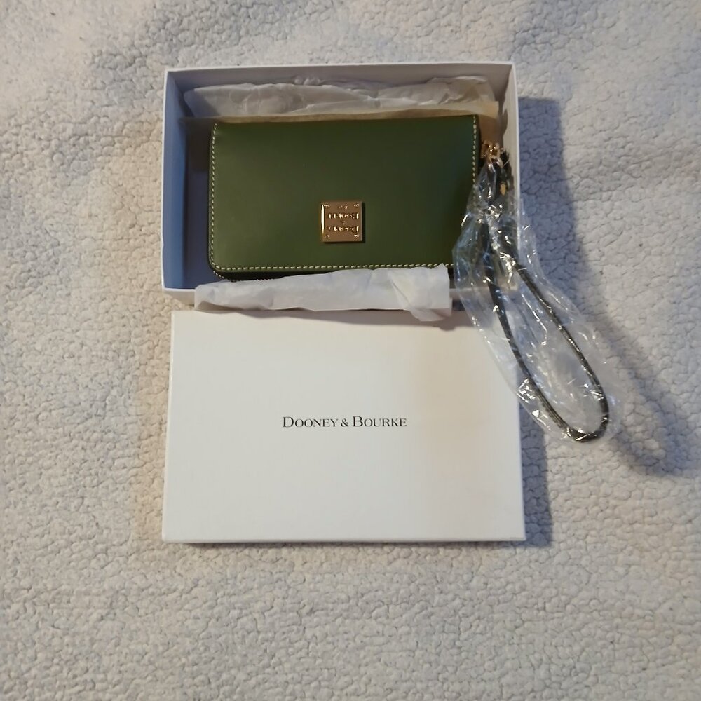 Dooney & Bourke Olive Wristlet with Gold Accents